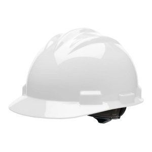 BULLARD AP-4PT SAFETY HELMET, VINYL BROW PAD, WHITE, 2-PT CHIN STRAP, STANDARD SERIES