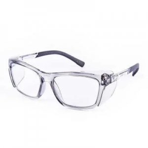 WORKSAFERX OTUS E3065 SAFETY PRESCRIPTION GLASSES, LIGHT GREY FRAME WITH SIDE SHIELD, FRAMES ONLY