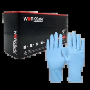 WORKSAFE® 9-INCH 6MIL POWDER-FREE DISPOSABLE NITRILE GLOVES WITH EXCELLENT WET & DRY GRIP