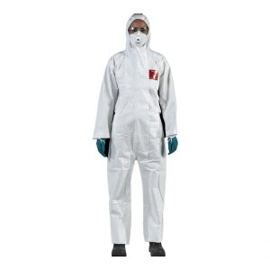 ANSELL ALPHATEC 2500-WH PLUS MODEL 111 C/W 3 PIECE HOODS COVERALL, TAPED SEAMS PLUS 2 WAY ZIP (35PCS/BOX)