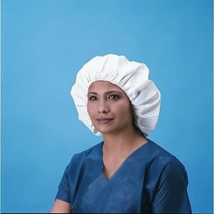 TYVEK 21-INCH WHITE BOUFFANT HAIR CAP, LATEX-FREE & TEAR-RESISTANT, 50PCS/BAG