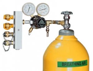 AIR SYSTEMS 4-OUTLET BREATHING AIR MANIFOLD CGA-346 WITH WHISTLE