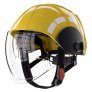 PAB FIRE COMPACT FIREMAN HELMET YELLOW COLOUR, EXTREME HEAT RESISTANT, MED APPROVED WITH ANTI-FOG VISOR AND GOGGLES