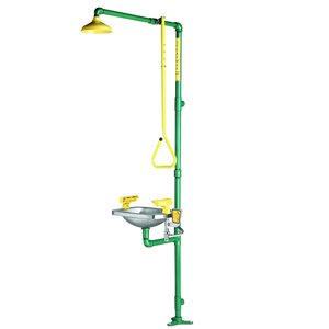 SPEAKMAN COMBINATION EMERGENCY DELUGE SHOWERS AND EYE FACE WASH UNIT COMPLETE WITH SCALD PROTECTION VALVE FITTED