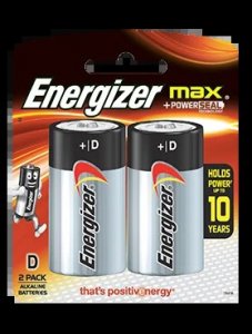 ENERGIZER D SIZE BATTERY (2PC/PKT)
