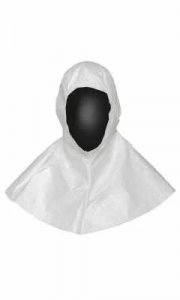 DUPONT TYVEK ISOCLEAN STERILE HOOD WITH BOUND SEAMS, FULL FACE BOUND OPENING & TIES, WHITE