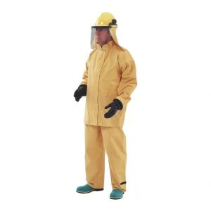 RESPIREX YELLOW NEOPRENE CHEMICAL PROTECTIVE JACKET WITH VELCRO ZIP FLAP
