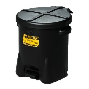 EAGLE SAFETY 933FLBLK 6 GAL BLACK POLY WASTE CAN - HANDS-FREE, SELF-CLOSING, FM APPROVED