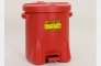 EAGLE 14 GALLON HDPE OILY WASTE CAN WITH HANDS-FREE SELF-CLOSING LID - RED/YELLOW