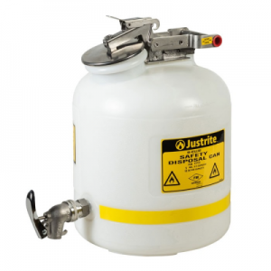 JUSTRITE 12772 19L POLY DISPOSAL SAFETY CAN WITH FLAME ARRESTER & FAUCET