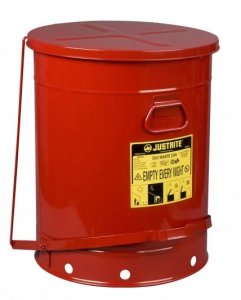 JUSTRITE 09700 21-GALLON HANDS-FREE SELF-CLOSING OILY WASTE CAN