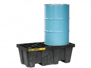 JUSTRITE 2 DRUM ECOPOLY BLEND SPILL CONTROL PALLETS (RECYCLED CONTENT 100%), BLACK