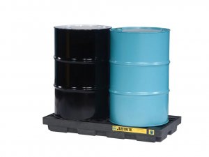 JUSTRITE 2 DRUM ECOPOLY BLEND ACCUMULATION CENTERS (RECYCLED CONTENT 100%), BLACK