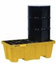 JUSTRITE 2 DRUM ECOPOLY BLEND SPILL CONTROL PALLETS W/PLUG (RECYCLED CONTENT 35%), YELLOW