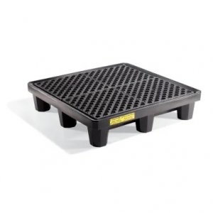 PIG 4 DRUM POLY SPILL PALLET WITH DRAIN PLUG ( BLACK )