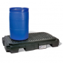 PIG POLY CONTAINMENT PALLET BLACK WITH DRAIN, 2 DRUM, HEAVY-DUTY