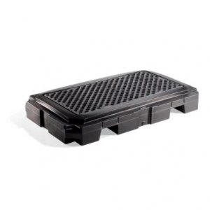 PIG POLY CONTAINMENT PALLET BLACK WITH DRAIN, 2 DRUM, HEAVY-DUTY