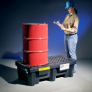 PIG POLY SPILL CONTAINMENT PALLET W/DRN, 2-DRUM STD