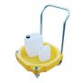 ROMOLD 4 WHEEL DRUM DOLLY WITH HANDLE, SUITABLE FOR 1 X 205LTR DRUM OR OTHER CONTAINERS, 30LTR BUND, YELLOW