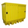 ROMOLD 8 DRUM OR 2 IBC COVERED SPILL PALLET - STEEL COVER - PE PALLET 1140 LITER SUMP