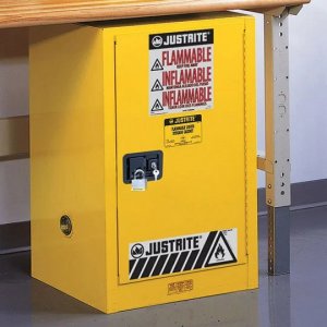 JUSTRITE 12 GAL CABINET 1 DOOR SELF CLOSING, COMPAC SURE-GRIP EX W/PDLE HANDLE