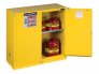 JUSTRITE 30 GAL SURE-GRIP EX YELLOW FLAMMABLE CABINET, SELF CLOSE, 2 DOOR, WITH PEDAL HANDLE