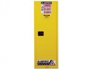 JUSTRITE 892220 22 GALLON SURE-GRIP EX SLIMLINE FLAMMABLE SAFETY CABINET, 3 SHELVES, 1 SELF CLOSE DOOR, FIRE RESISTANT