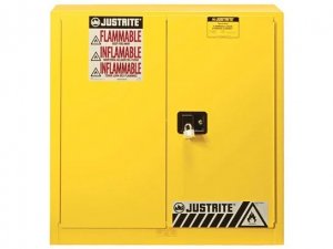 JUSTRITE 893300 30 GALLON FLAMMABLE SAFETY CABINET WITH 2 DOORS, MANUAL CLOSE, FIRE RESISTANT