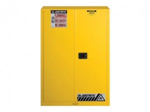 JUSTRITE 894500 FLAMMABLE LIQUID SAFETY STORAGE CABINET 45 GALLON WITH 2 SHELVES & MANUAL-CLOSE DOORS