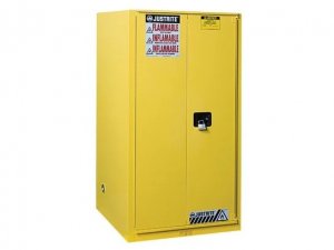 JUSTRITE 896080 60 GALLON FLAMMABLE SAFETY CABINET, 1 AUTOMATIC SELF CLOSING DOOR, 2 SHELVES