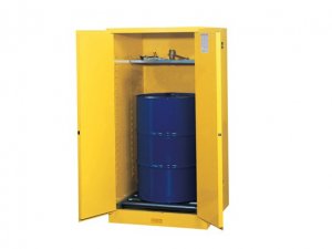 JUSTRITE 896260 55 GALLON 1 DRUM FLAMMABLE SAFETY CABINET WITH 2 MANUAL CLOSE DOORS, DRUM ROLLERS