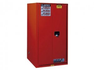 JUSTRITE 896011 96 GALLON 5 SHELF 2 DOOR MANUAL CLOSE FM APPROVED PAINT SAFETY CABINET