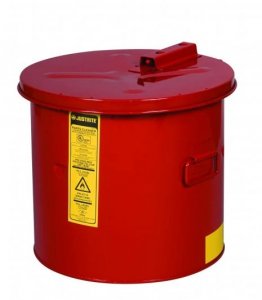 JUSTRITE DIP TANK FOR CLEANING PARTS, 3.5 GAL, MANUAL COVER W/FUSIBLE LINK, OPTNL PARTS BASKET, STEEL