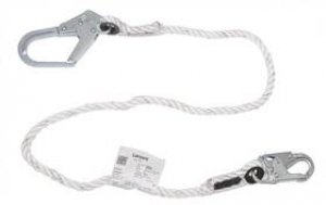 MILLER 6' ROPE LANYARD W/1 LOCKING SNAP HOOK & 1 LOCKING REBAR HOOK (2-1/2
