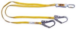 MILLER ME05 FORKED WEBBING SHOCK ABSORBING LANYARD W/SCAF HOOKS 63MM & 1 SCREW KARABINER ML00