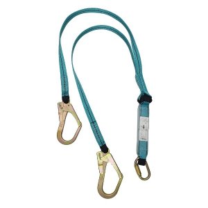WORKGARD ENERGY ABSORBER DOUBLE WEBBING SAFETY LANYARD – 2 X 1.8M, SCAFFOLD HOOKS, TWIST-LOCK KARABINER
