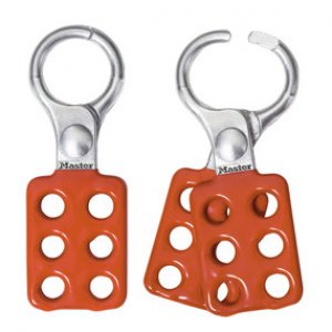 MASTER LOCK HASPS, ALUM 2.71 CM DIAMETER JAW, RED HANDLE