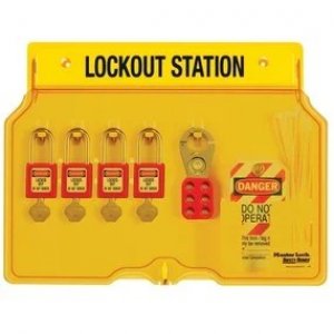 MASTER LOCK 1482BP410, 4 PADLOCK STATION WITH COVER
