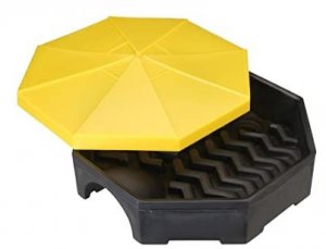 PIG DRM454-YW YELLOW LDPE DRUM FUNNEL WITH COVER