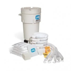 PIG OIL-ONLY SPILL KIT IN 50-GALLON WHEELED OVERPACK SALVAGE DRUM