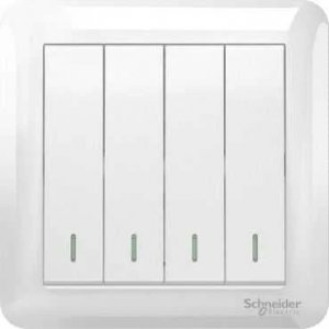 SCHNEIDER AFFLE PLUS 10AX 250V 4G 2W SWITCH WHITE FOR INCANDESCENT & FLUORESCENT LIGHTS