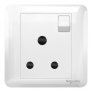 SCHNEIDER AFFLE PLUS 15A 250V 1 GANG 3 ROUND PIN SWITCHED SOCKET, WHITE