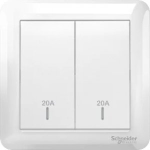 SCHNEIDER AFFLE PLUS 20A 250V 2G 1W DP SWITCH WHITE FOR HEATER & AC CONTROL