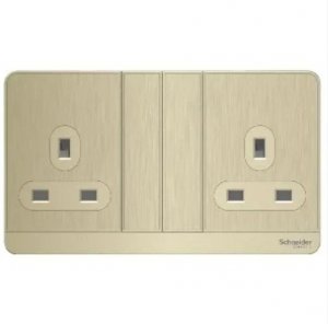SCHNEIDER AVATARON 13A 250V 2G SW SKT METAL GOLD HAIRLINE