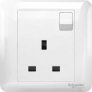 SCHNEIDER AFFLE PLUS 13A SINGLE GANG SWITCHED SOCKET, WHITE