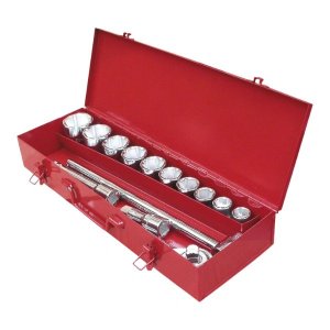 EGA MASTER 3/4 SOCKET SET 14 PCS 22–50MM 6 POINT WITH RATCHET & EXTENSIONS