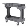 Akro-Mils Small ProCart Plastic Utility Cart is a heavy duty , rugged and versatile cart. Dent resistant Side gates on both the upper & lower shelves flip down to convert this truck from a box top to a flat top Load Capacity : 200 lbs/Shelf. Gray