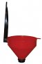 Drum Funnelwith Lockable Cover. Red Polyethylene 4-Qts. funnel with 2″ NPT fittings to screw into bung opening