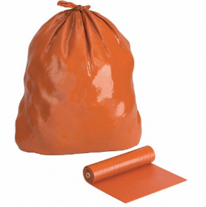 Trash Bag, Heavy Duty. 45-Gallon Capacity. 150 lbs Max. Load. Colour : Orange, Yellow. Roll of 75 pcs.