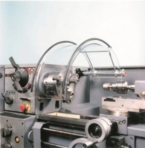 Latheguard , Extra Large; c/w Heavy duty mounting bracket. Accomodate 3 & 4 jaw chucks. Use with Chucks up to 20″ Diameter.